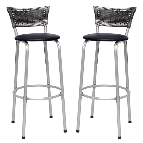 Kit 2 Banquetas Alta Vime Junco Degradê Sacada Àrea Gourmet Balcão Ilha Bancada bar piscina Cozinha