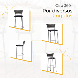 Kit 2 Banquetas Alta Vime Junco Degradê Sacada Àrea Gourmet Balcão Ilha Bancada bar piscina Cozinha - 5