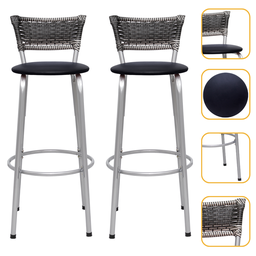 Kit 2 Banquetas Alta Vime Junco Degradê Sacada Àrea Gourmet Balcão Ilha Bancada bar piscina Cozinha - 1
