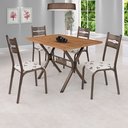 Ver imagem 1 de Conjunto de Mesa com 4 Cadeiras Luna Marrom/Bronze/Bege Geométrico