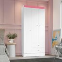 Ver imagem 5 de Guarda Roupa Solteiro Versa 3 Portas Branco Rosa Flex Fosco - Kits Paraná