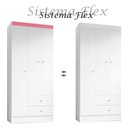Ver imagem 3 de Guarda Roupa Solteiro Versa 3 Portas Branco Rosa Flex Fosco - Kits Paraná