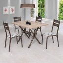 Ver imagem 1 de Conjunto de Mesa com 4 Cadeiras Luna Bege/Bronze/Geométrico