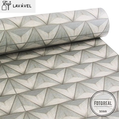Papel de parede lavavel para banheiro - 3D Triangle