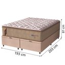 Ver imagem 3 de Cama Box Baú Casal King Colchão Molas Guarda Costas Max com Pillow 193x203x81cm Suede Bege/branco