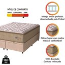 Ver imagem 2 de Cama Box Baú Casal King Colchão Molas Guarda Costas Max com Pillow 193x203x81cm Suede Bege/branco