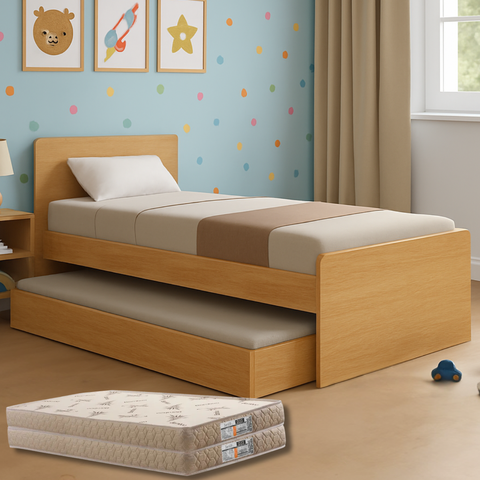 Bicama Solteiro Bibox Cama com Auxiliar com Colchões D33 Premium Cor:cinamomo