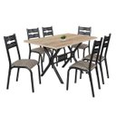 Ver imagem 3 de Conjunto de Mesa com 6 Cadeiras Luna Bege/Craqueado Preto/Junco Manteiga