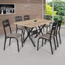 Ver imagem 1 de Conjunto de Mesa com 6 Cadeiras Luna Bege/Craqueado Preto/Junco Manteiga
