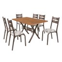 Ver imagem 3 de Conjunto de Mesa com 6 Cadeiras Luna Marrom/Bronze/Bege Geométrico