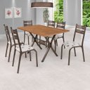 Ver imagem 1 de Conjunto de Mesa com 6 Cadeiras Luna Marrom/Bronze/Bege Geométrico