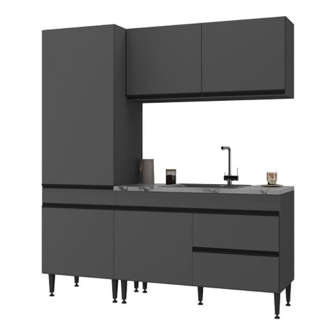 Cozinha Modulada Compacta 181,5cm Milano Multimóveis Mp2402 Cinza