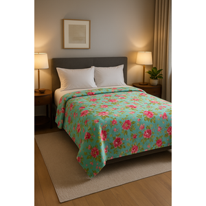 Cobertor Soft Estampa Floral Cor Dominante:verde