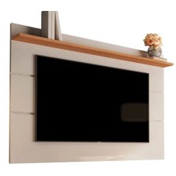 Painel Suspenso Flutuante Home Tv até 55 Polegadas Prateleira Superior Vivare New 1.36:off White/nat - 2