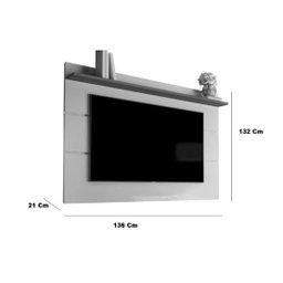 Painel Suspenso Flutuante Home Tv até 55 Polegadas Prateleira Superior Vivare New 1.36:off White/nat - 3