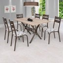 Ver imagem 1 de Conjunto de Mesa com 6 Cadeiras Luna Bege/Bronze/Geométrico