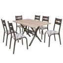 Ver imagem 3 de Conjunto de Mesa com 6 Cadeiras Luna Bege/Bronze/Geométrico