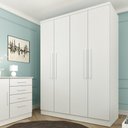 Ver imagem 1 de Guarda-Roupa Solteiro com 4 Portas e 2 Gavetas 133cm Multimóveis CR35480 Neve