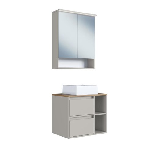 Conjunto para Banheiro Gabinete Suspenso 60cm com Cuba Espelheira com Led Cj8005.40 Arenas