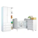 Ver imagem 2 de Quarto de Bebê Guarda-Roupa Cômoda e Berço 100% MDF Pega-Pega Espresso Móveis Branco Brilho