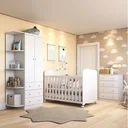 Ver imagem 1 de Quarto de Bebê Guarda-Roupa Cômoda e Berço 100% MDF Pega-Pega Espresso Móveis Branco Brilho
