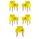 Ver imagem 1 de Kit 5 Cadeiras Poltronas Decorativa - Escritório - Recepção Cor:amarelo