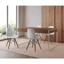 Ver imagem 1 de Mesa Jantar Industrial Retangular Amêndoa 137X90Cm Base Ferro Branco C/4 Cadeiras Branc Amendoa