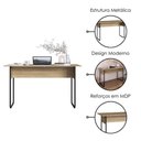 Ver imagem 4 de Mesa Escrivaninha Office 135 Cm P1070 Oak Preto Pp Milani Store