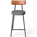 Ver imagem 5 de Kit 02 Banquetas Baixa Cozinha Sala Jantar Bancada Milão L02 Couríssimo Camel Linho Cinza Escuro - l