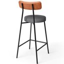 Ver imagem 7 de Kit 02 Banquetas Baixa Cozinha Sala Jantar Bancada Milão L02 Couríssimo Camel Linho Cinza Escuro - l