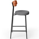 Ver imagem 6 de Kit 02 Banquetas Baixa Cozinha Sala Jantar Bancada Milão L02 Couríssimo Camel Linho Cinza Escuro - l