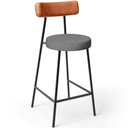 Ver imagem 3 de Kit 02 Banquetas Baixa Cozinha Sala Jantar Bancada Milão L02 Couríssimo Camel Linho Cinza Escuro - l