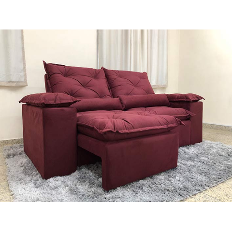 Sofá Retrátil e Reclinável 2,00m em Tecido Veludão C/ Pillow Nos Braços Athenas - Montagem Inclusa:v