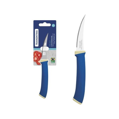 Faca para Tomate Felice Corte Preciso Aço Inox Cabo Polipropileno Azul Cozinha Tramontina