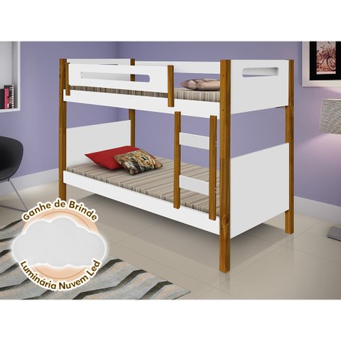 Beliche Infantil Montessoriana Heloisa Branca e Amêndoa Acompanha Luminária Led