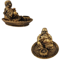 Ver imagem 2 de Incensário - Buda - Porta Incenso 3 Varetas - Resina Dourado - 8cm - Dinheiro