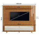 Ver imagem 3 de Painel com Rack Ripado e Prateleira Led Cascata Paris 75" Cor:nature/off