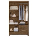 Ver imagem 3 de Guarda Roupa Solteiro Chile 4 Portas Castanho Wood - Moval