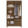 Guarda Roupa Solteiro Chile 4 Portas Castanho Wood - Moval - 3