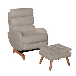 Poltrona Ninho Materno de Amamentação e Puff Quadrado:bege