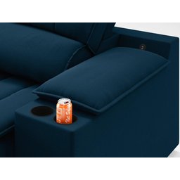Sofá com Porta Copos e Carregador USB Retrátil e Reclinável Murano 2,00m Velosuede Petróleo - - 7