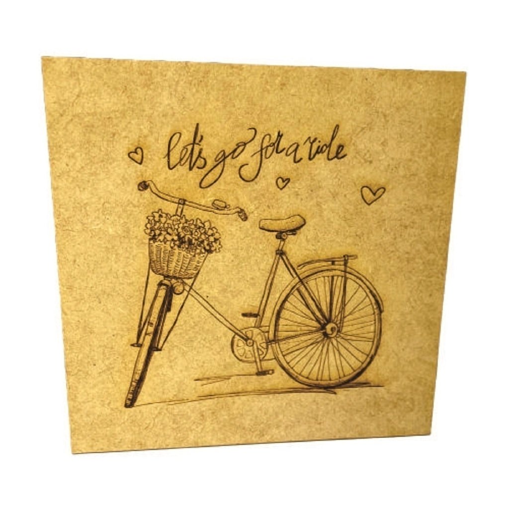 Caixa em Mdf Tampa Encaixe Bicicleta Cru 15x15x5,5cm - Decorss - 1