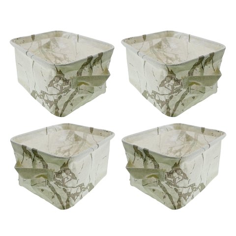 Kit 4 Cesto Organizador Em Tecido Multiuso Infantil Cesta Organizadora Brinquedo Decorativa Bege