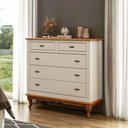 Ver imagem 1 de Cômoda Pés Luiz Vx 5 Gavetas Corrediças Telescópicas Clássica Off White - Imbuia