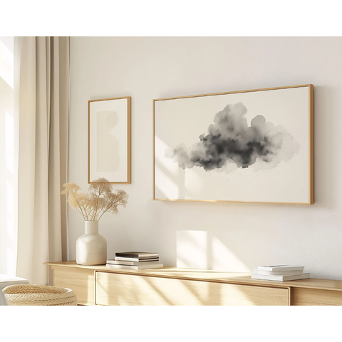 Quadro Decorativo N°191 160x90cm - Panorâmico - Nuvem - Madeira Clara - Rollflex
