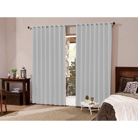 Cortina Blackout Tecido Quarto Casal Sala 3,00x2,30 M - Cinza Claro
