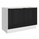 Ver imagem 1 de Balcão Gabinete de Pia 120 cm 2 Portas (sem Tampo) Branco/Preto Lux Madesa