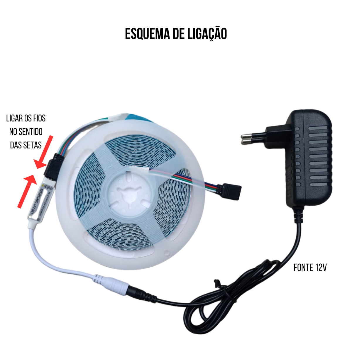 Fita De Led 3528 Com 3 Cores De Luz Iluminação (Frio, Quente e Morno) De 5M De 12V Com Controlador E - 5