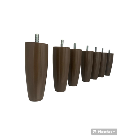 Kit para Cama Box com 7 Pés Cônico Marrom Altura 12cm