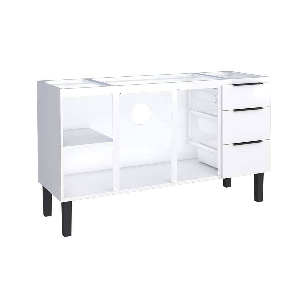 Gabinete Cozinha em Aço Júpiter 150 3 Gavetas Branco - Cozimax - 2